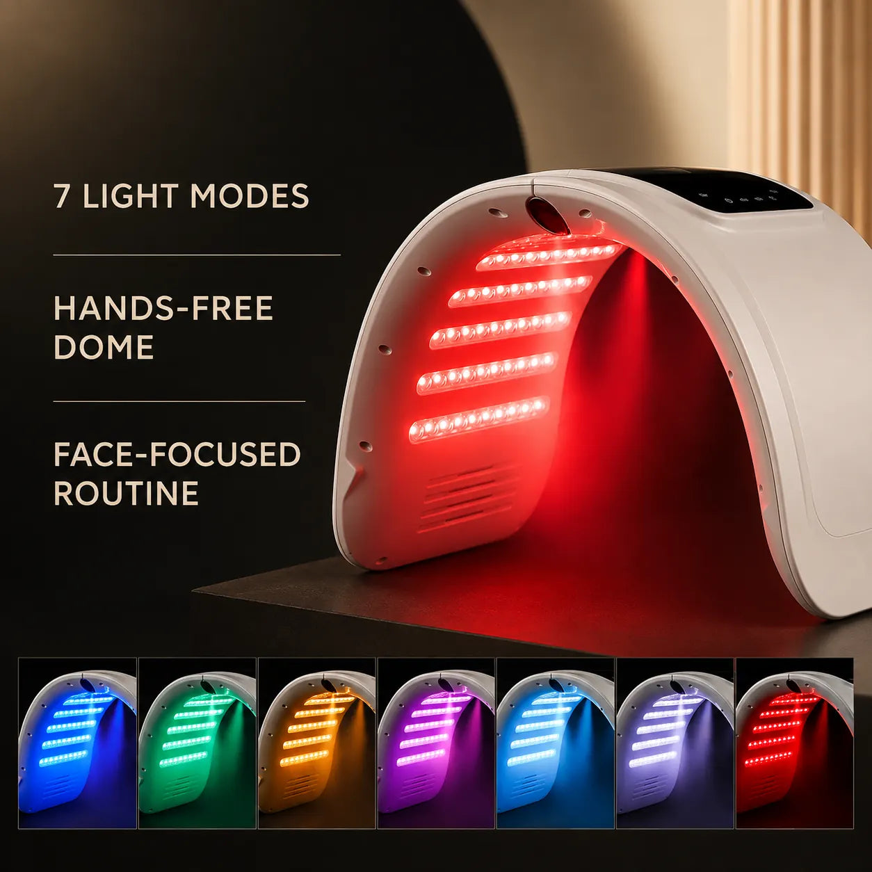 7-Colour LED Facial Therapy Dome benefits and features