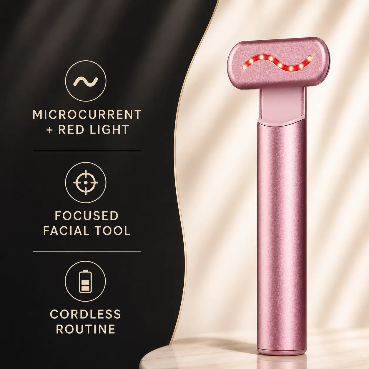EMS Microcurrent Red Light Facial Wand benefits and features